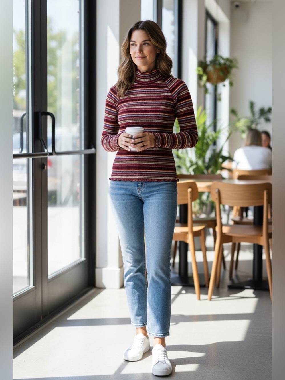 SO Burgundy Striped Knit Top